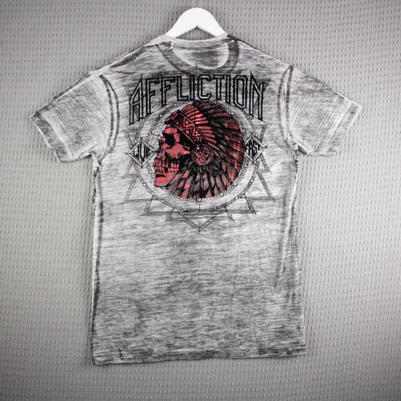 Affliction Live Fast Tribal Skull Washed Tee Mens Medium - Picture 3 of 8